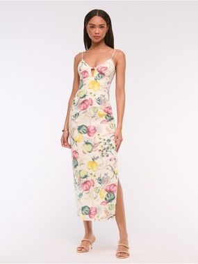 abercrombie corset seamed midi dress NEW Abercrombie & Fitch womens Size L Floral Corset Seamed Midi dress Slit  lined